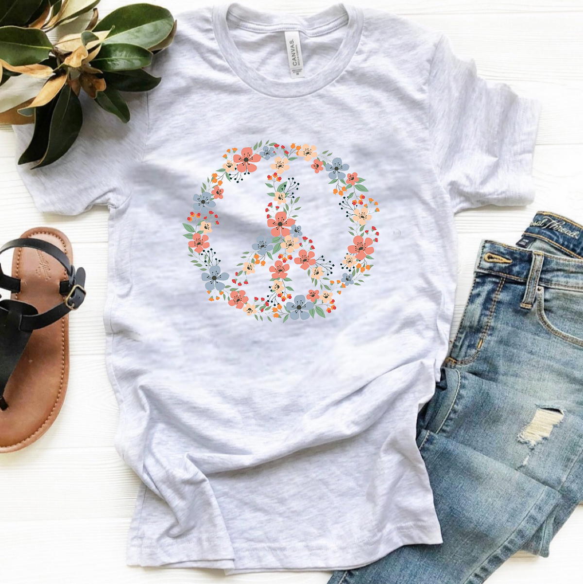 Floral Peace Graphic T-Shirt / Sweatshirt Unisex Sizing