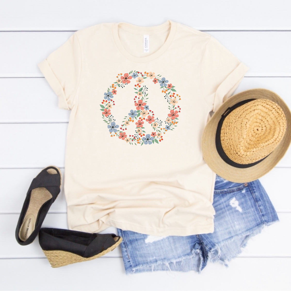 Floral Peace Graphic T-Shirt / Sweatshirt Unisex Sizing