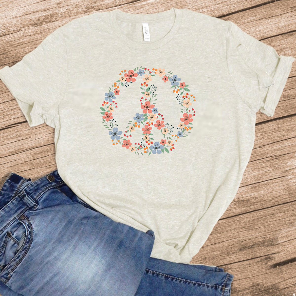 Floral Peace Graphic T-Shirt / Sweatshirt Unisex Sizing