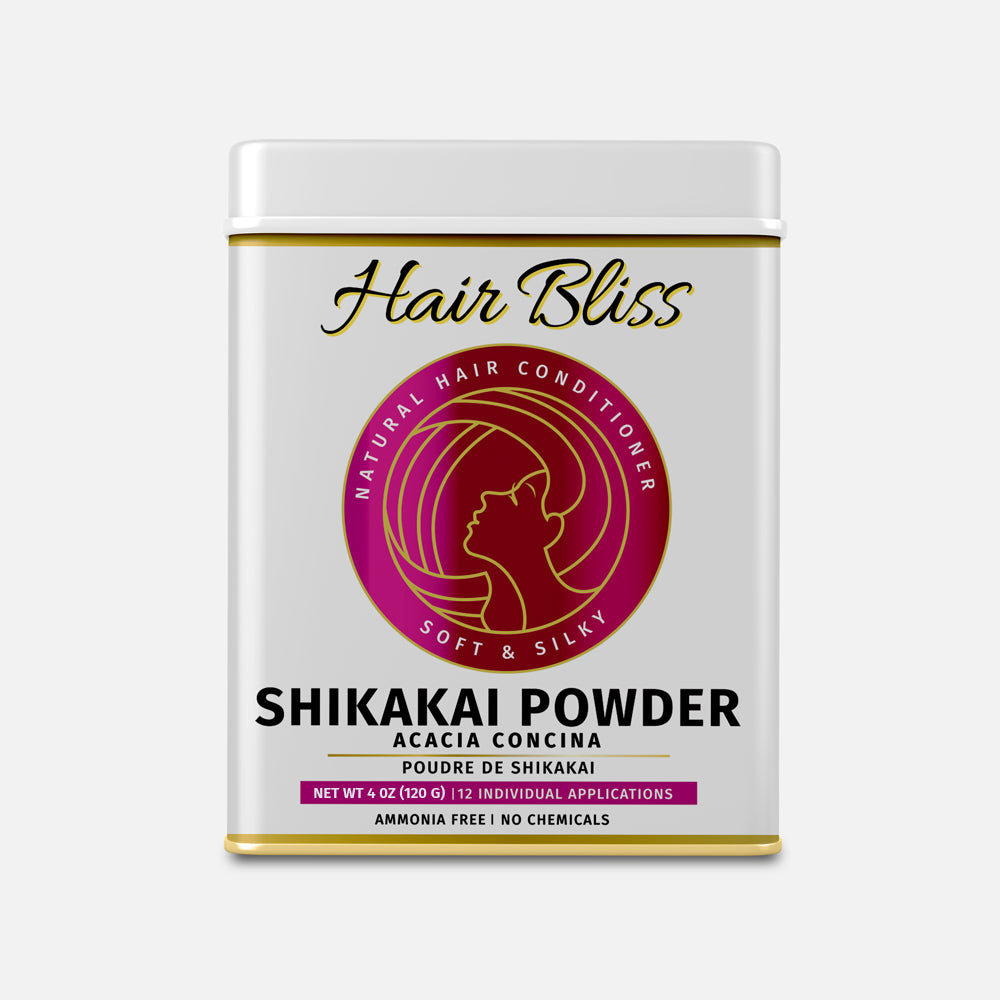 Hair Bliss- Natural Shikakai Acacia Herbal Hair & Skin Conditioning Powder- 12 Individual Sachets (10 gm each)- Reusable Brush & Tray Included