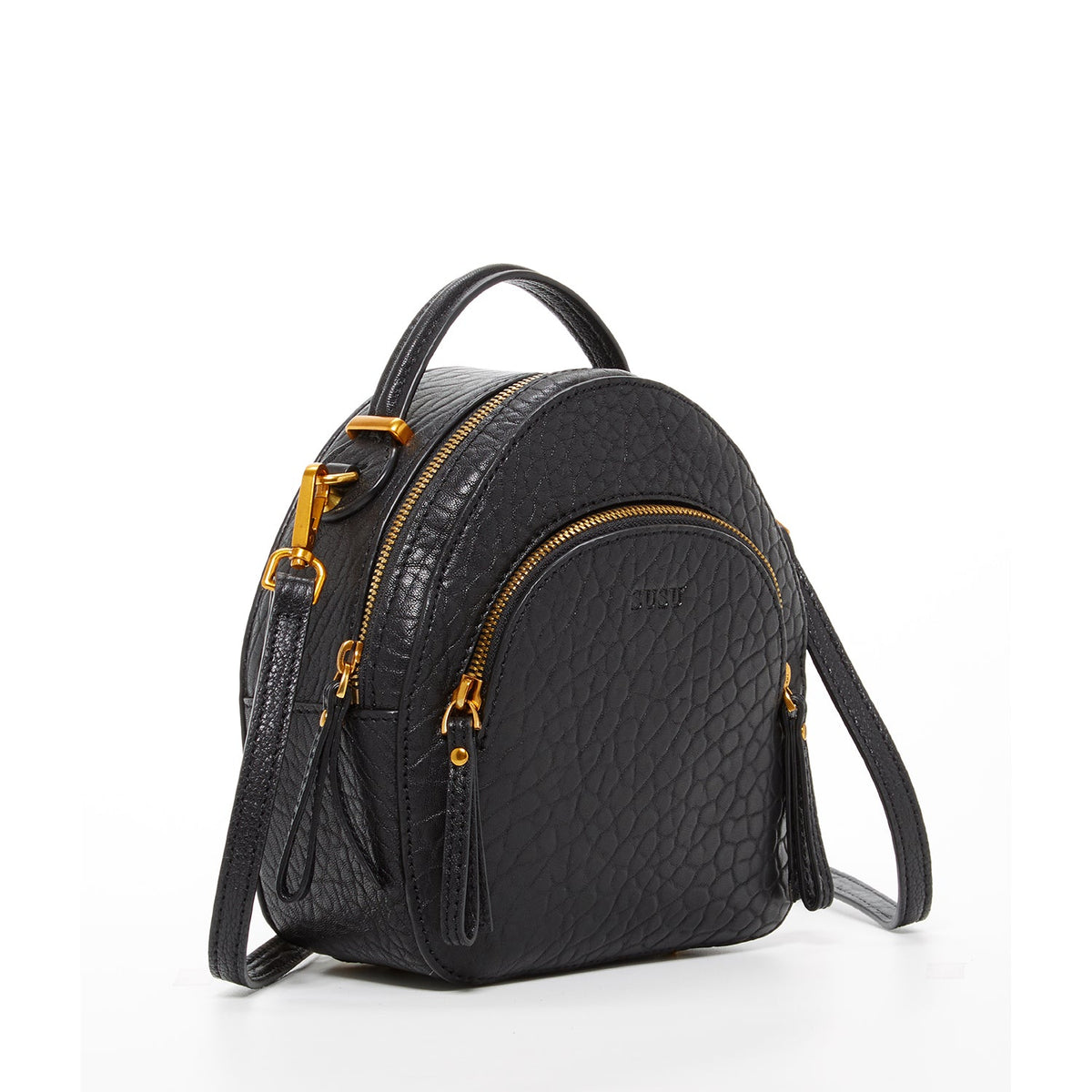 Small Black Leather Backpack Purse for Women Convertible Crossbody Bag