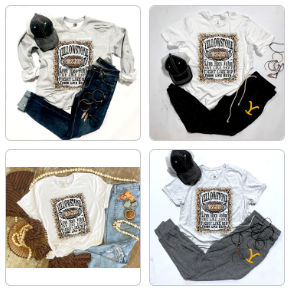 Yellowstone Dutton Ranch - Live Like John / Love Like Kayce / Fight Like Rip / Think Like Beth - Leopard Print and/or Yellow Y Joggers - 6 Style Options