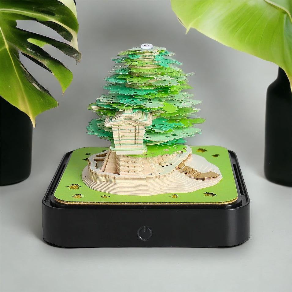 2024 3D Paper Carved Calendar - Romantic Pink Treehouse