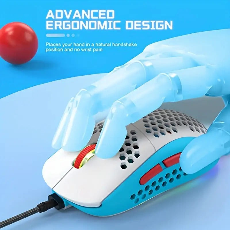 M8 LED Gaming Mouse with Ergonomic Honeycomb Design