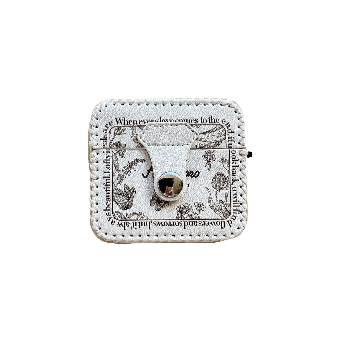 Faux Leather Floral Design Case for Apple AirPods
