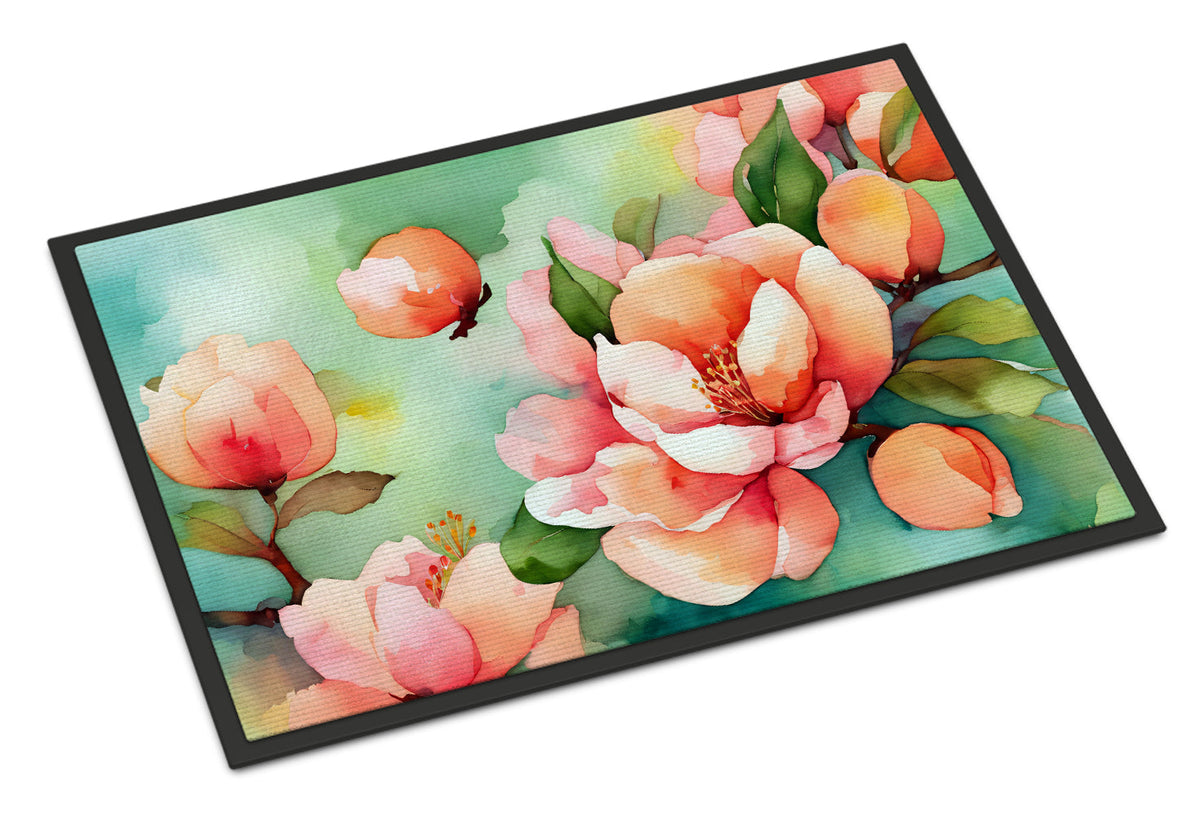 Delaware Peach Blossom in Watercolor Doormat