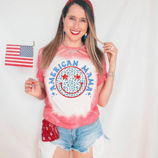 American MAMA w/ Leopard Print Smiley
