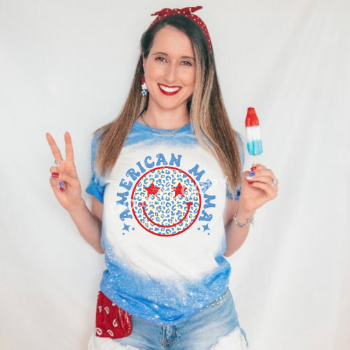 American MAMA w/ Leopard Print Smiley