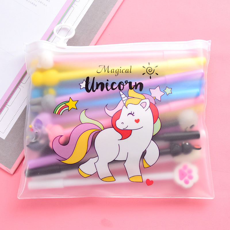 Cute Cartoon Gel Pen Student Stationery Set in Pink