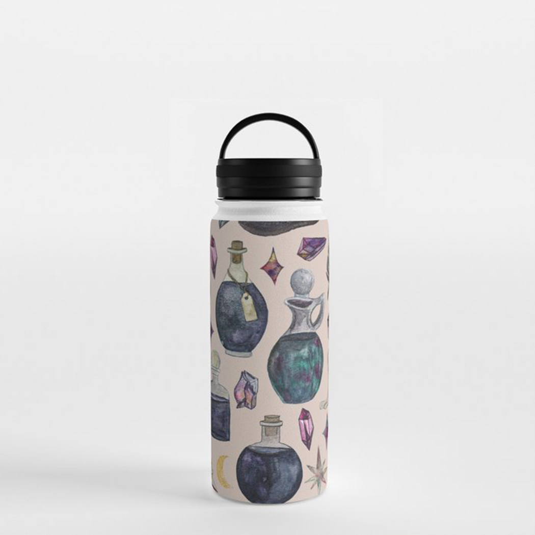 Potions Pattern Handle Lid Water Bottle