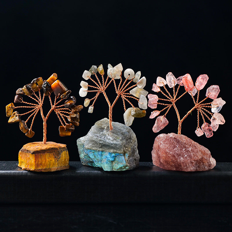 Natural Colorful Crystal Tree with Amethyst Base Decor