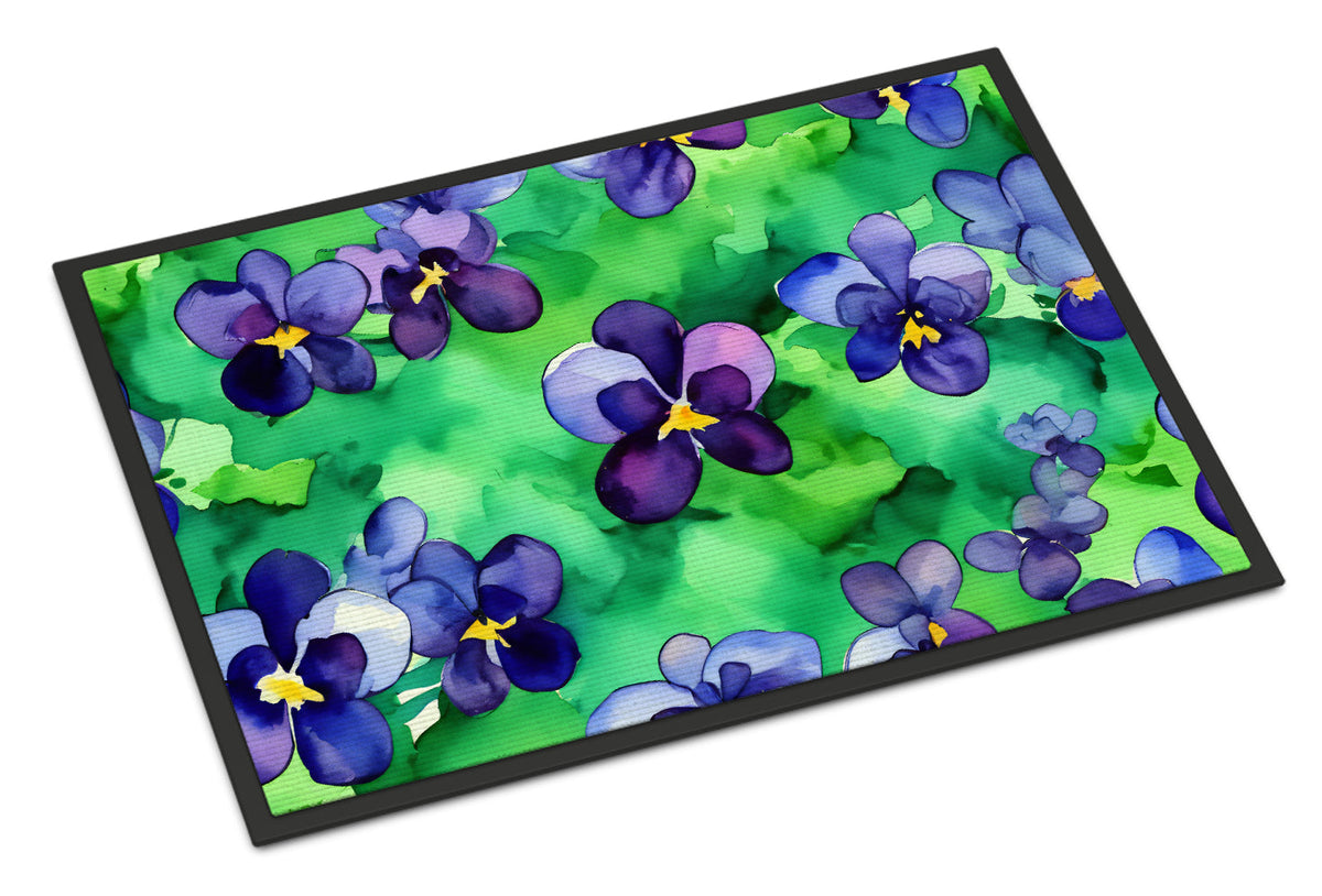 Wisconsin Wood Violets in Watercolor Doormat