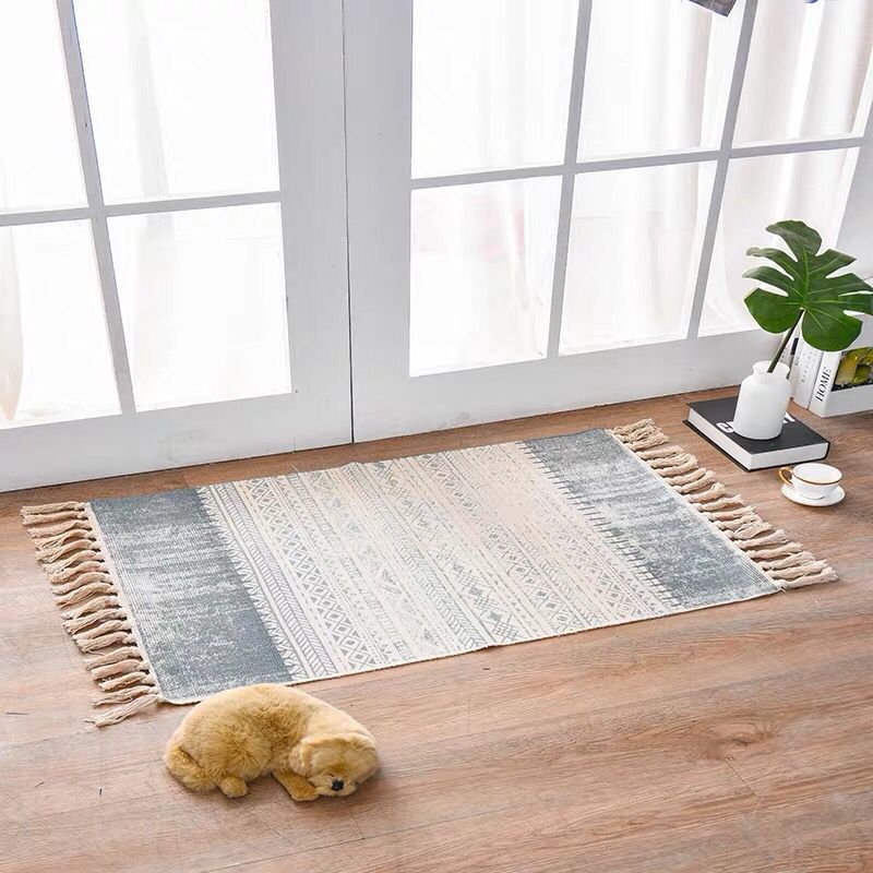 Nordic Style Cotton Linen Area Rug for Home Entrance
