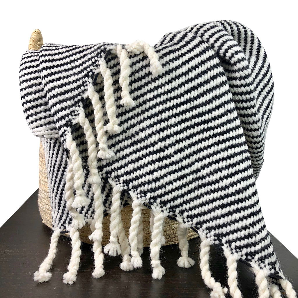 Chunky Black Stripe Alpaca Throw