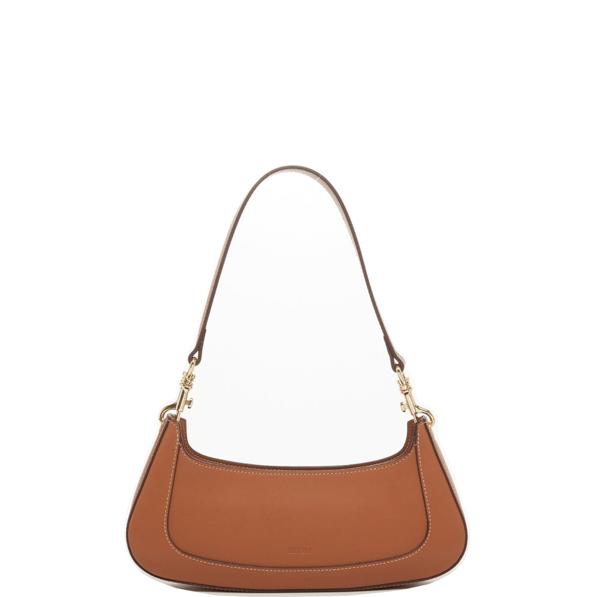 Emily Leather Baguette Bag East West Brown Purse