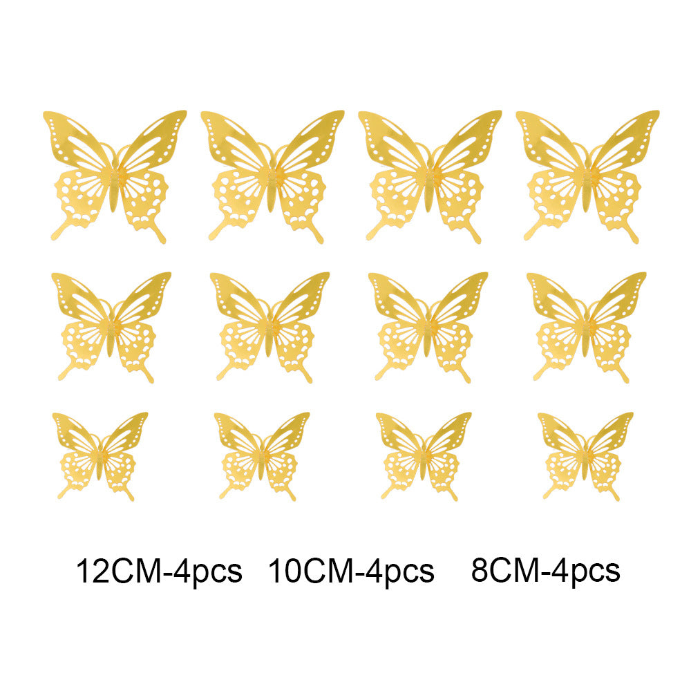 12pcs 3D Hollow Butterfly Wall Stickers for Decor