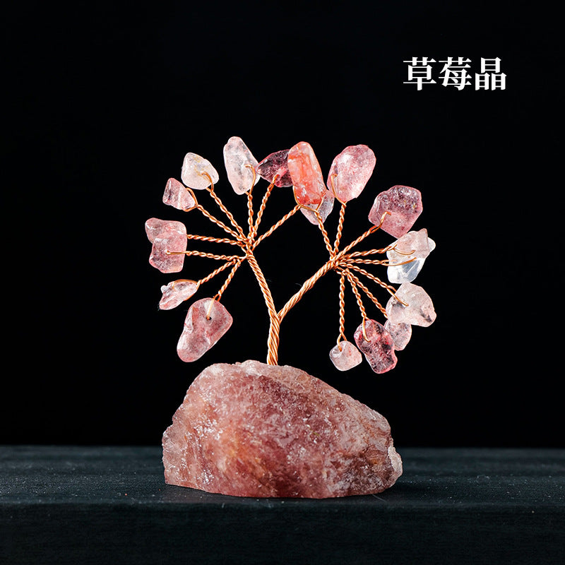 Natural Colorful Crystal Tree with Amethyst Base Decor