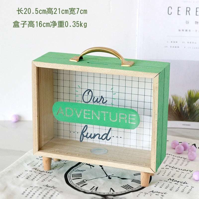 Nordic Creative Wooden Piggy Bank for Desktop Decor