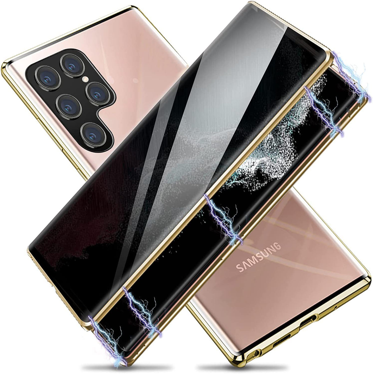 Magnetic Metal Dual-Sided Glass Case for Samsung S22