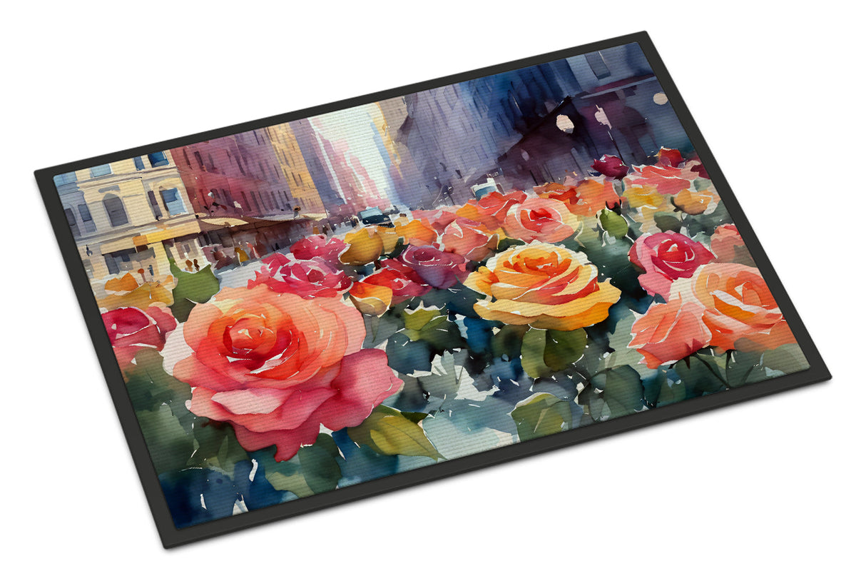 New York Roses in Watercolor Doormat