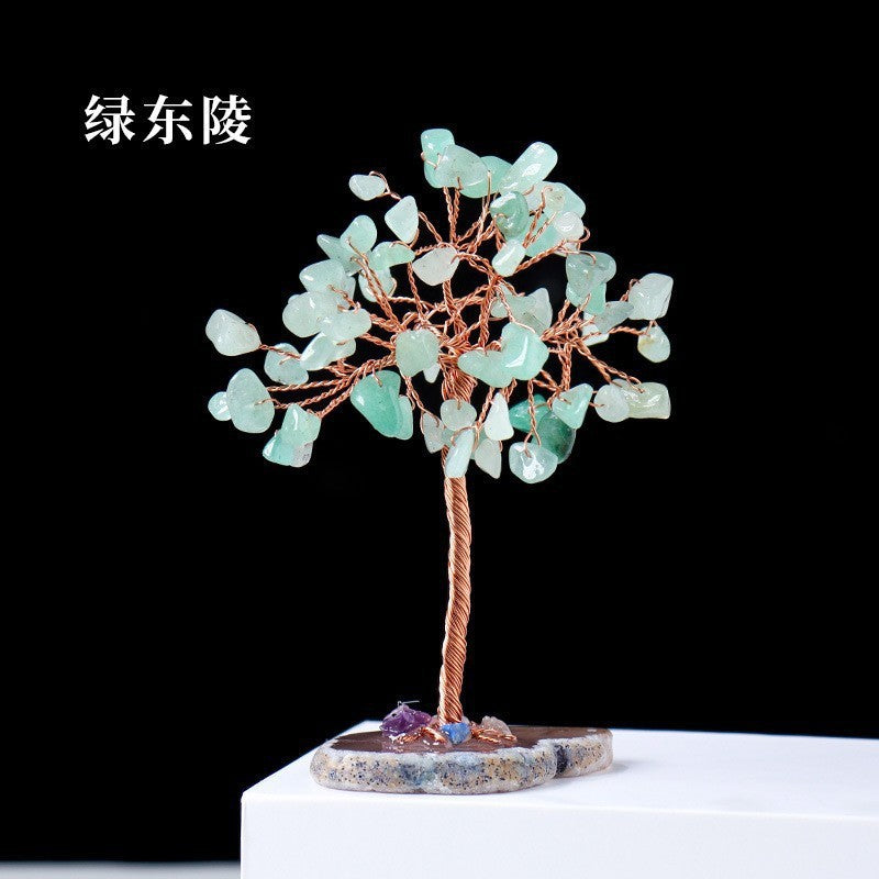 Natural Colorful Crystal Tree with Amethyst Base Decor