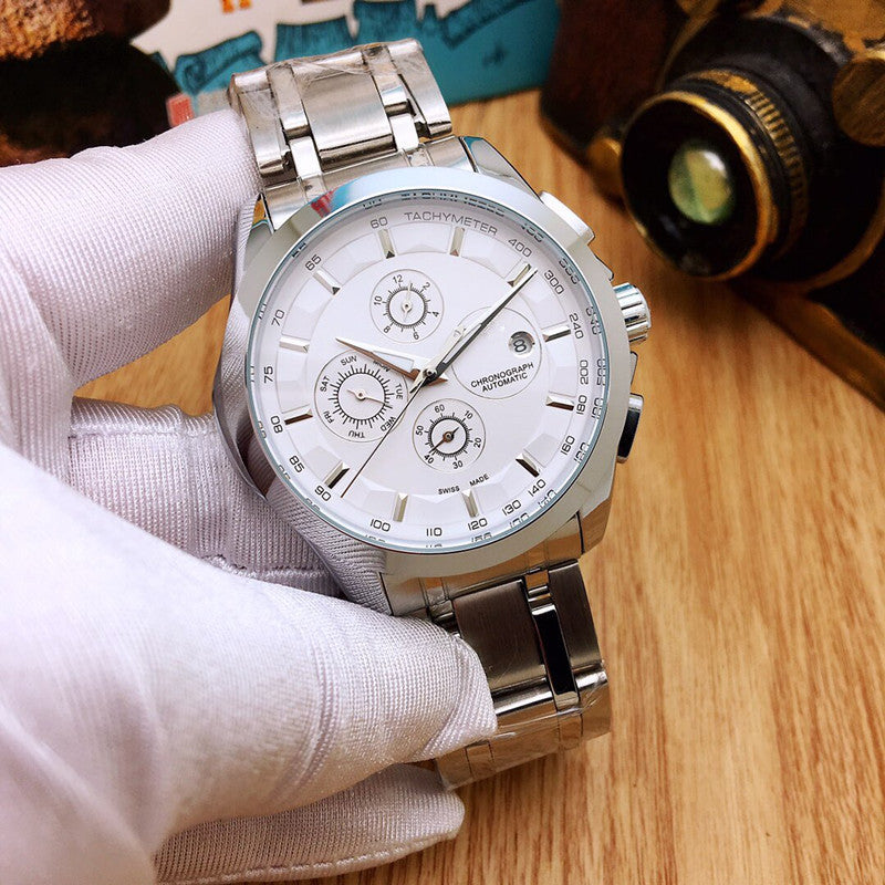 Men's Steel Band Mechanical Watch with Six Needles