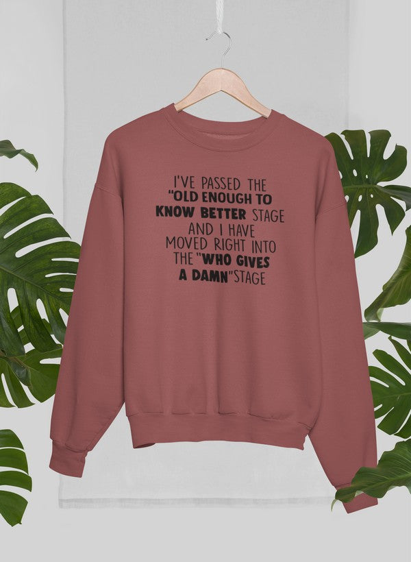 Old Enough To Know Better Sweat Shirt