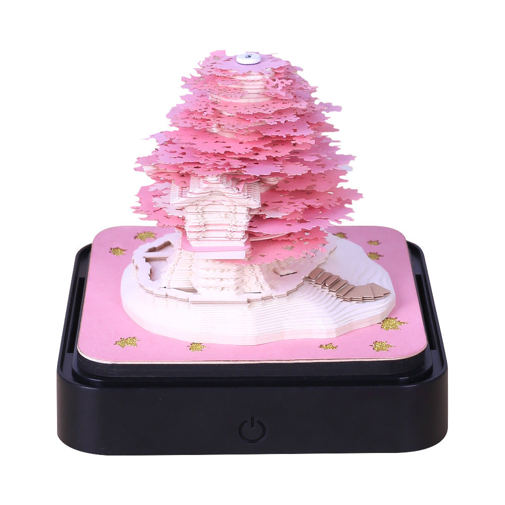 2024 3D Paper Carved Calendar - Romantic Pink Treehouse