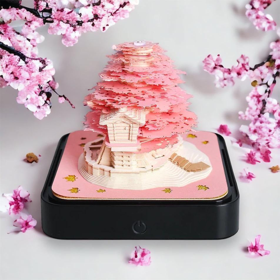 2024 3D Paper Carved Calendar - Romantic Pink Treehouse