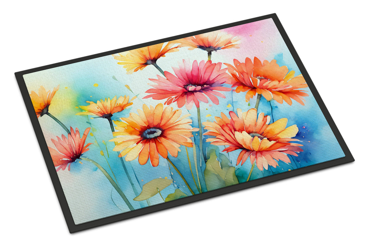 Gerbera Daisies in Watercolor Doormat