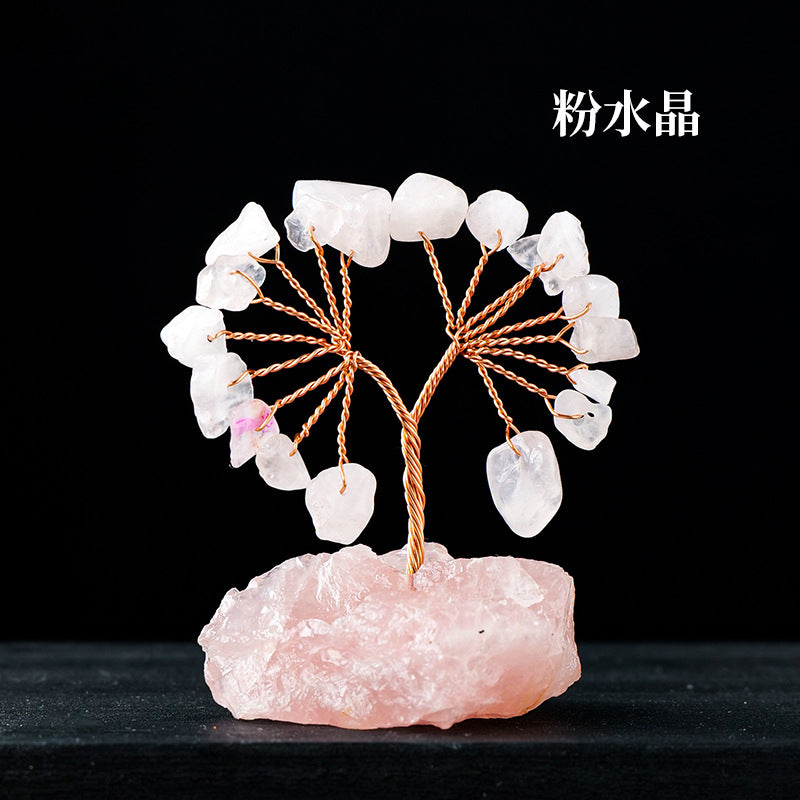 Natural Colorful Crystal Tree with Amethyst Base Decor