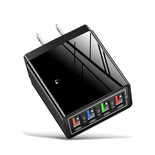 4-Port USB Phone Charger with LED Light (EU/US/UK)