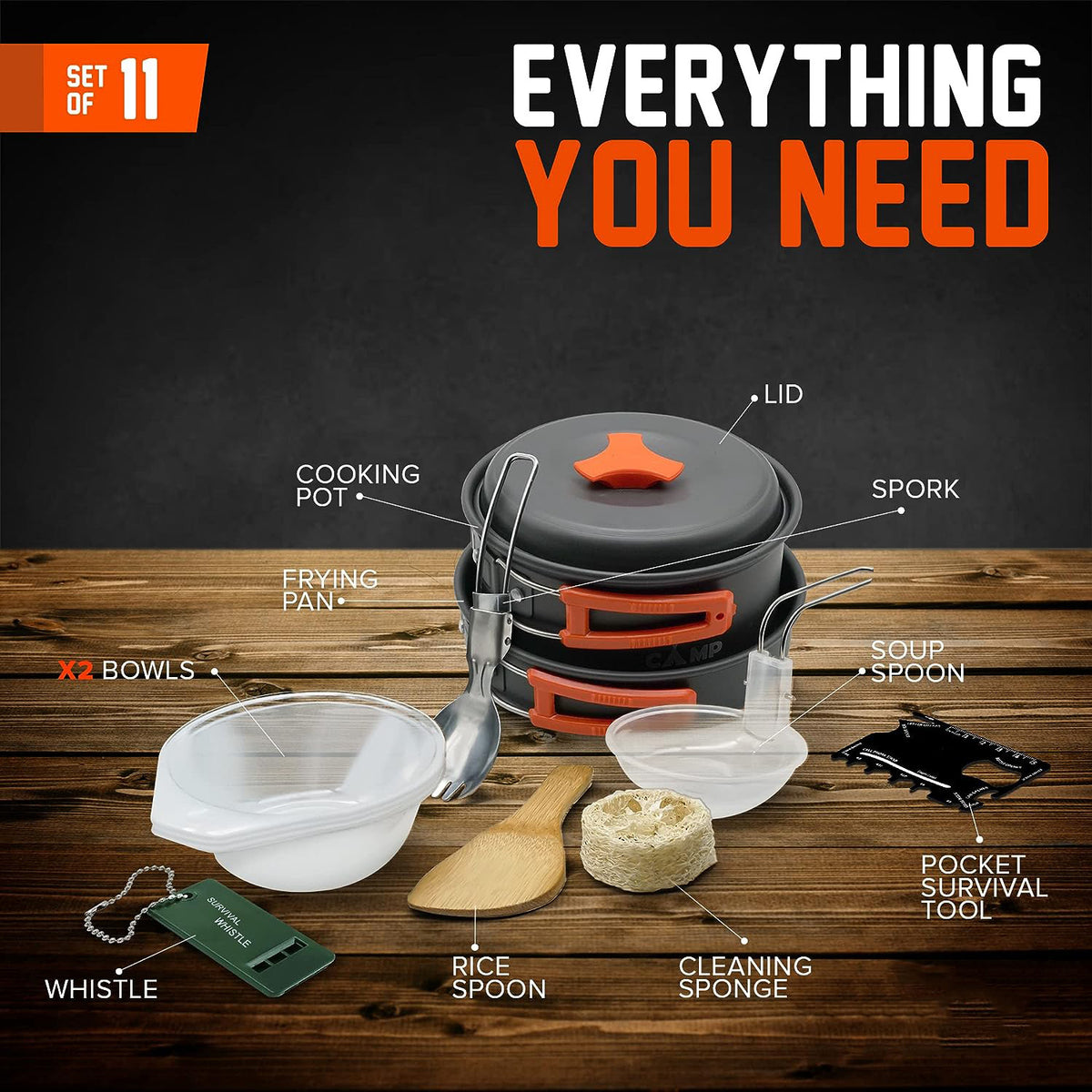 Portable Outdoor Camping Cookware Set with Stove