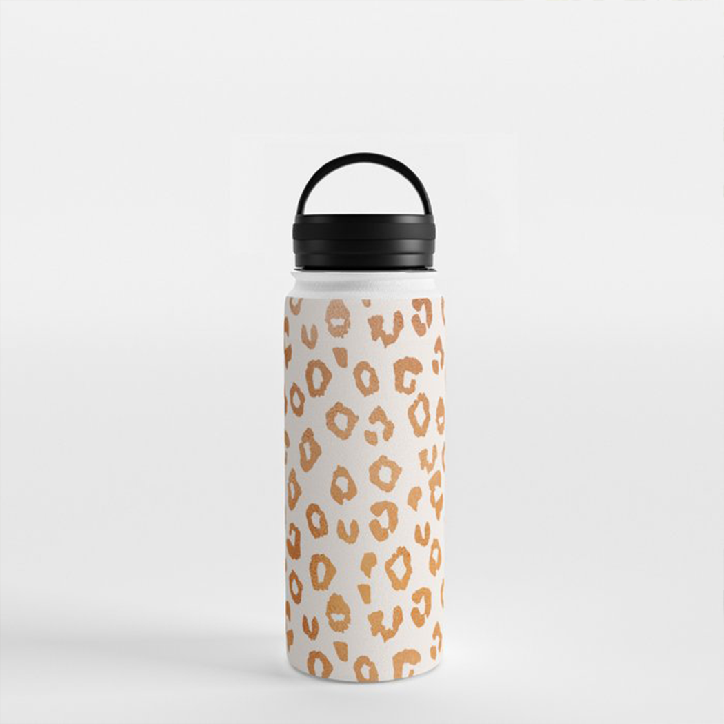 Copper Leopard Print Handle Lid Water Bottle