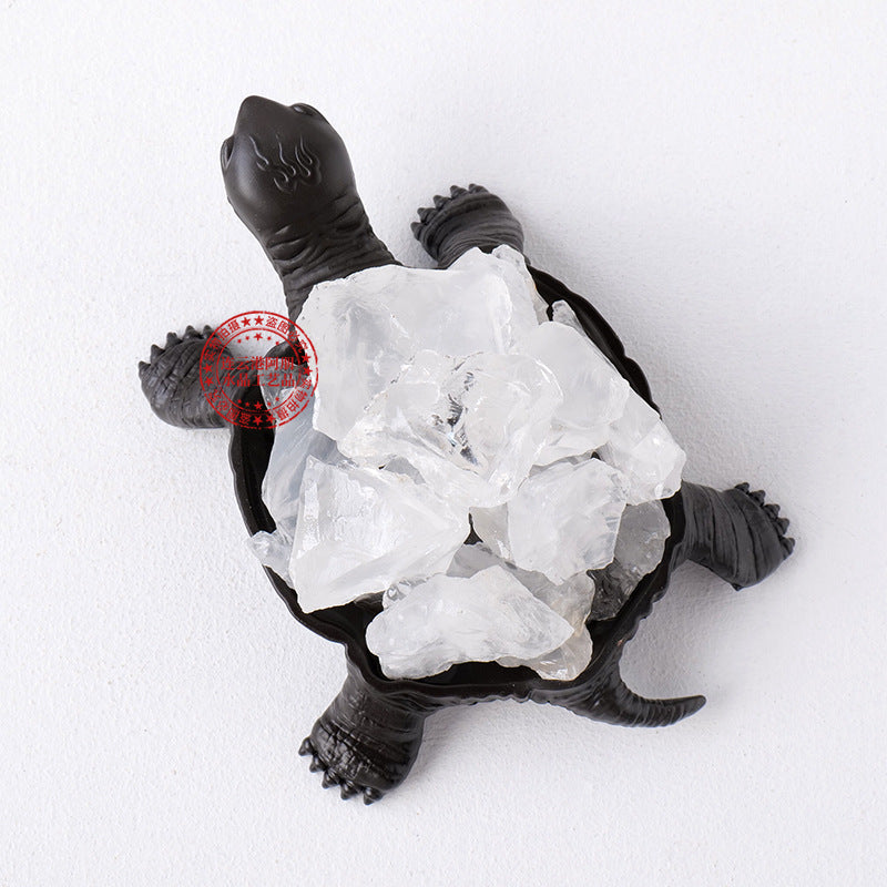 Natural Crystal Turtle Figurine with Amethyst & Citrine