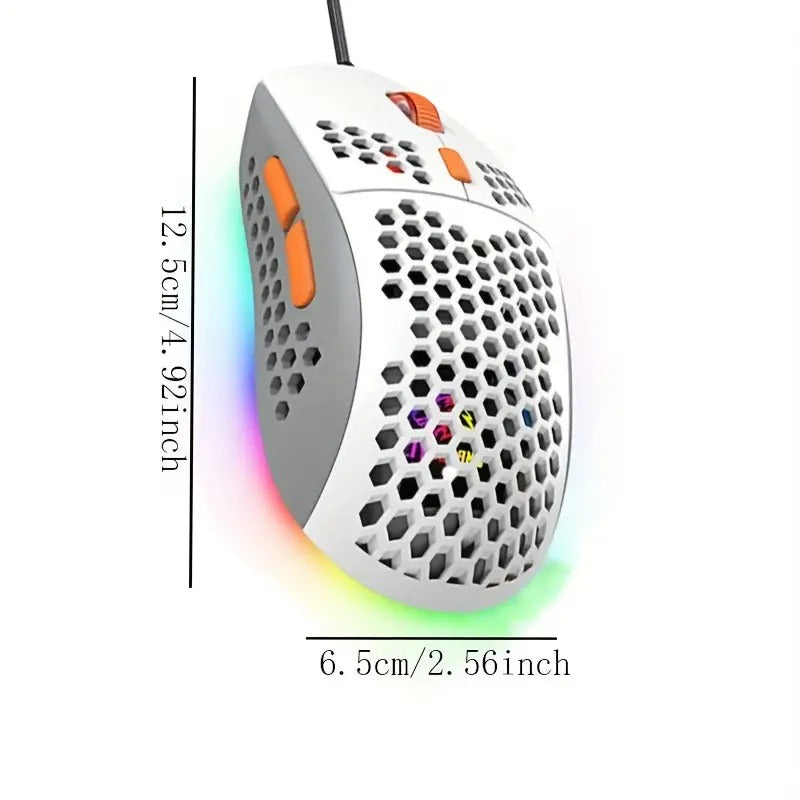 M8 LED Gaming Mouse with Ergonomic Honeycomb Design