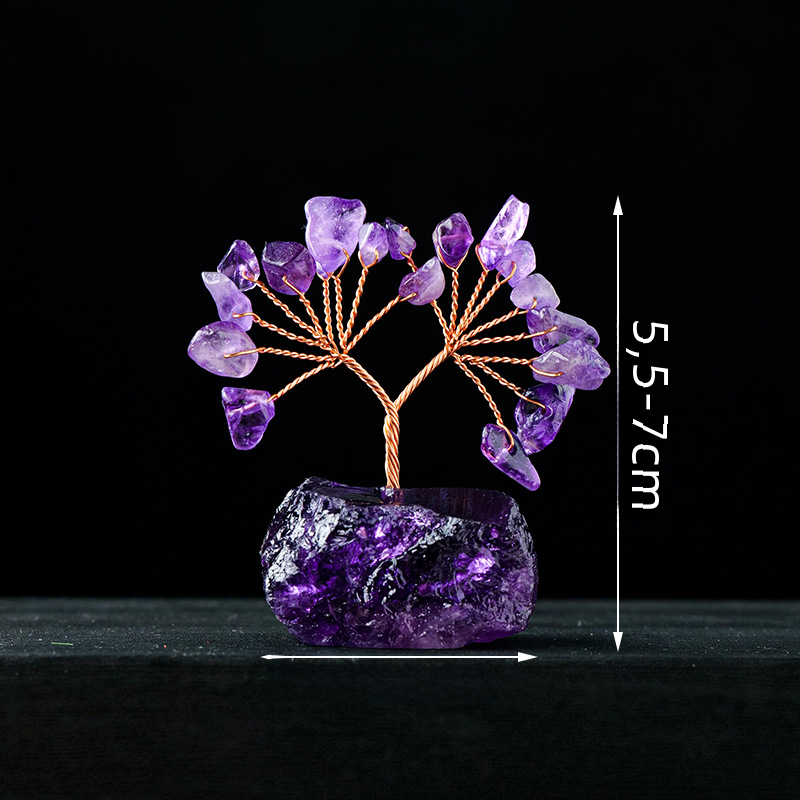 Natural Colorful Crystal Tree with Amethyst Base Decor