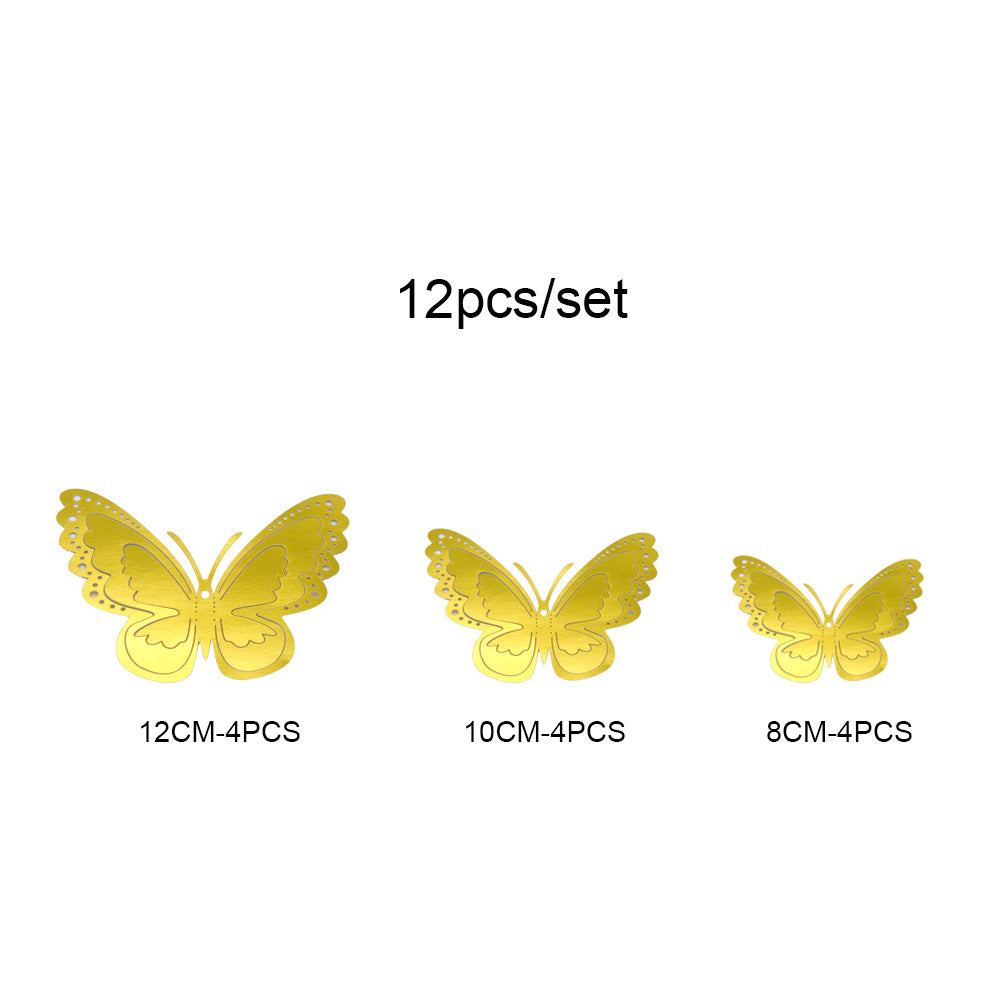 12pcs 3D Hollow Butterfly Wall Stickers for Decor