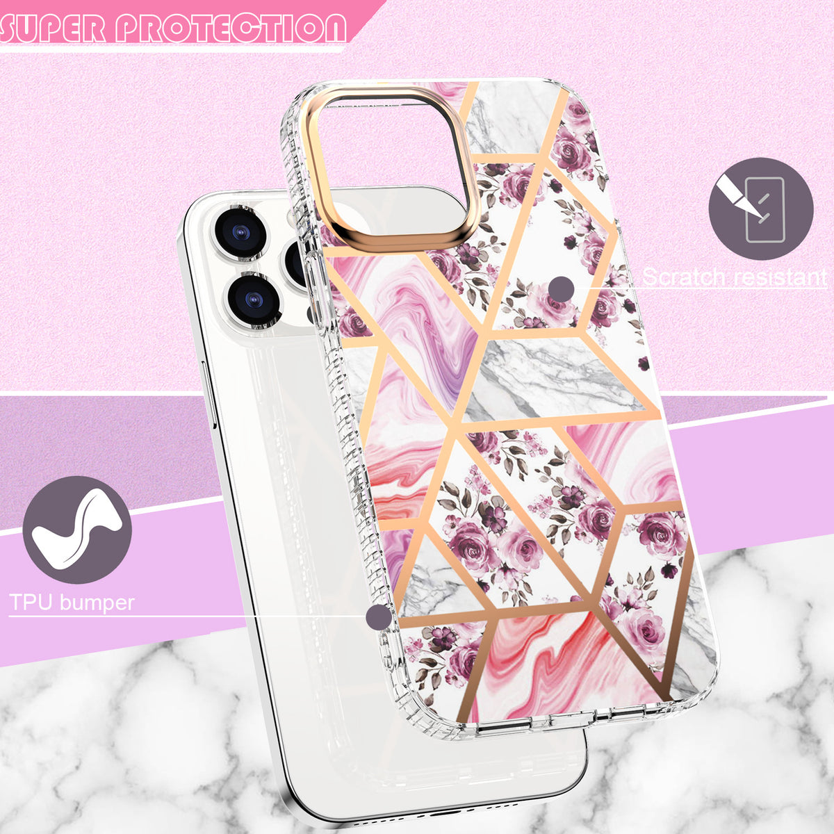 Marble Pattern iPhone 14 & Samsung S23 Ultra Case