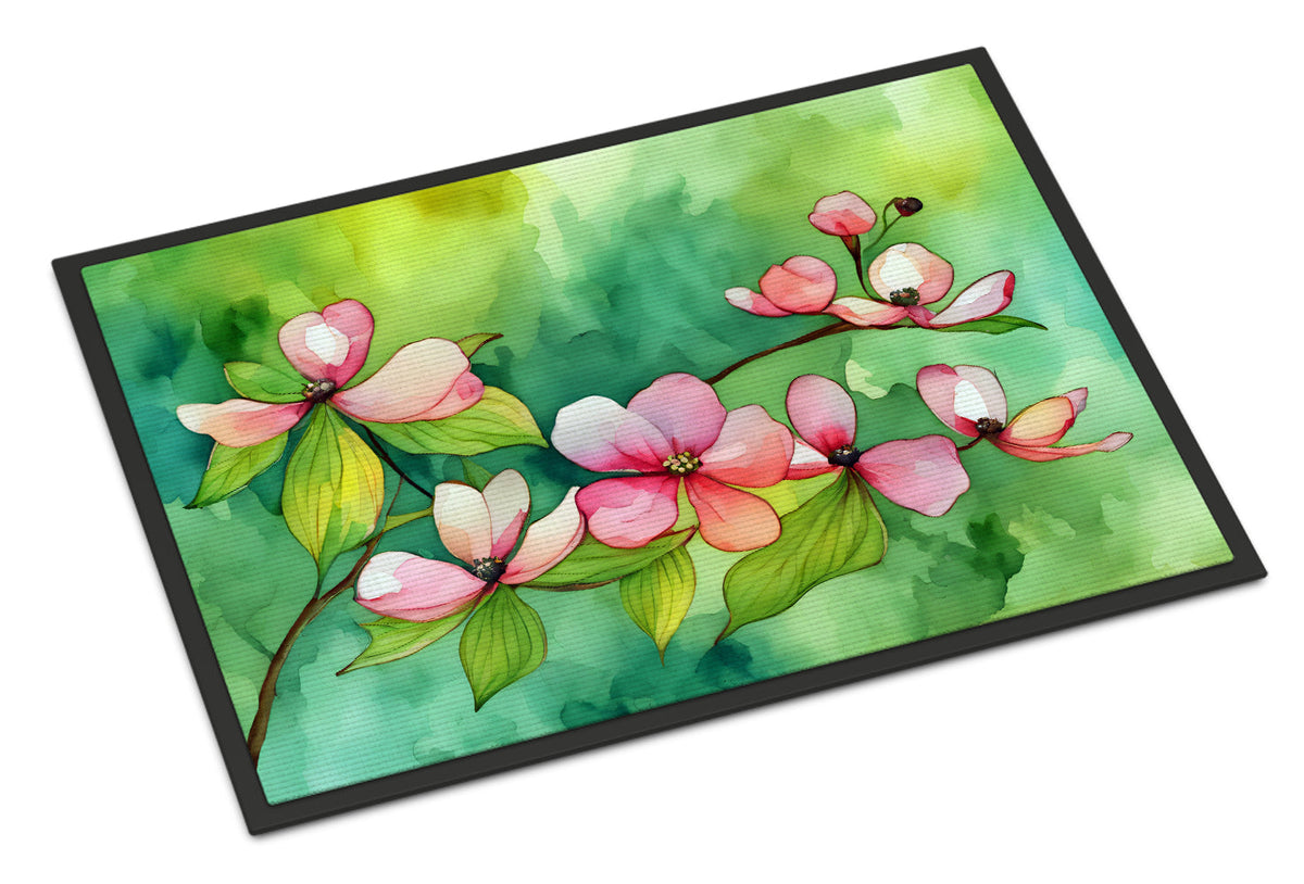 Virginia American Dogwood in Watercolor Doormat