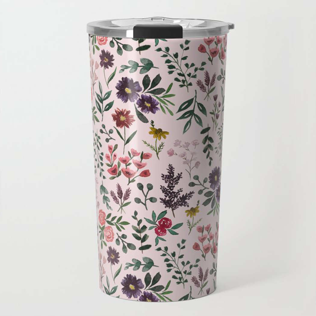 Bright Watercolor Flower - Pink - Travel Mug