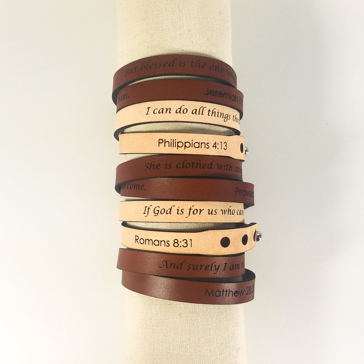 Spiritual Quote Wrap Bracelets - She is clothed with strength and dignity