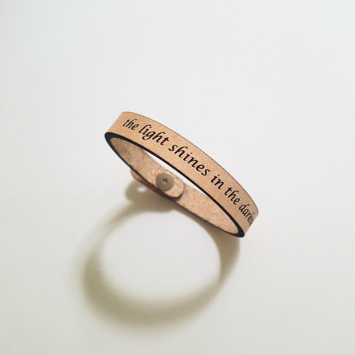 Spiritual Quote Bracelet - the light shines in the darkness