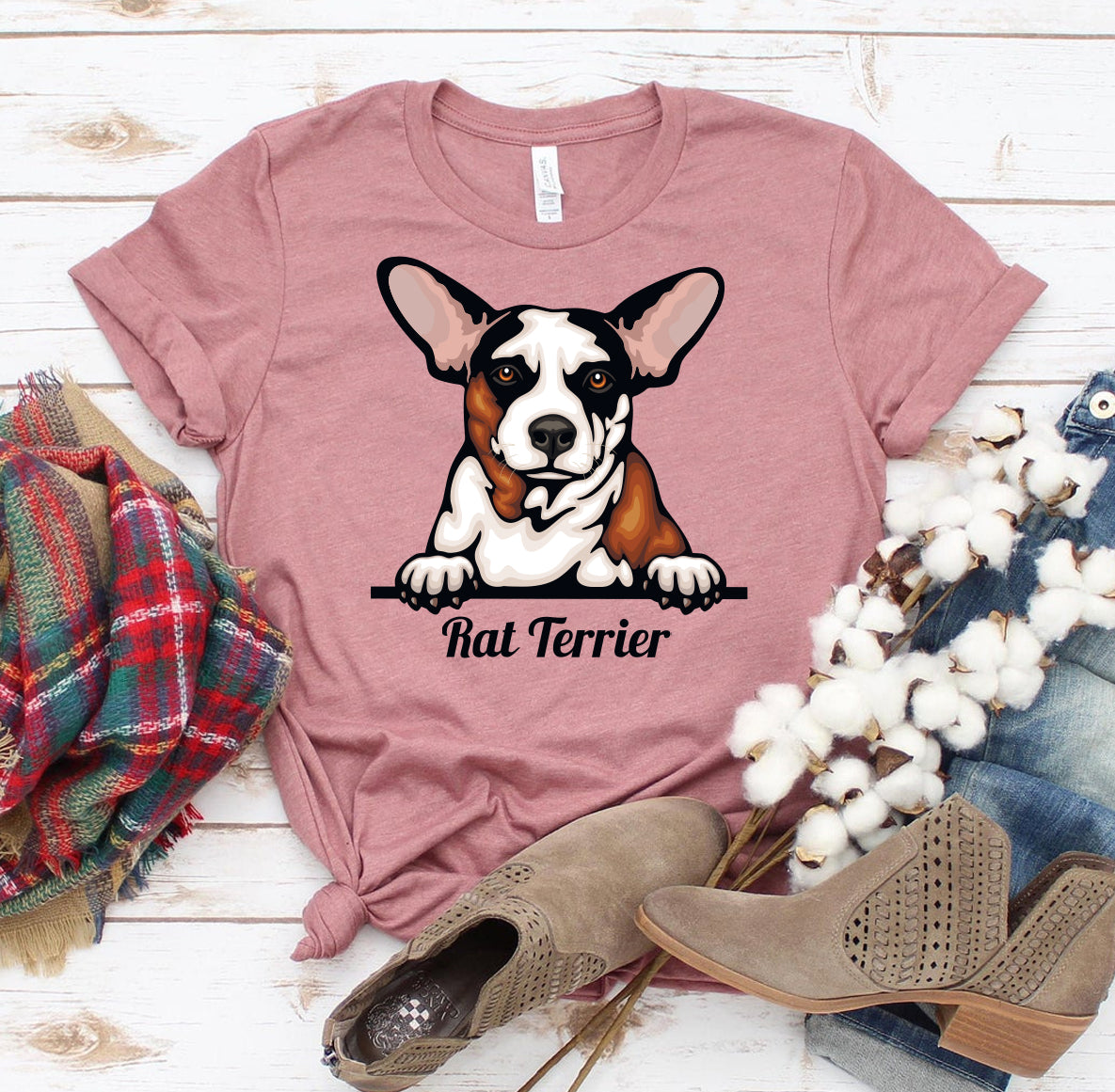 Peeking Rat Terrier Dog T-shirt