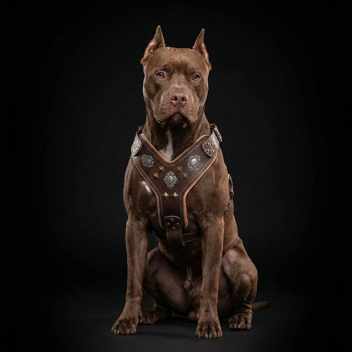 The "Aztec" big dogs harness BROWN