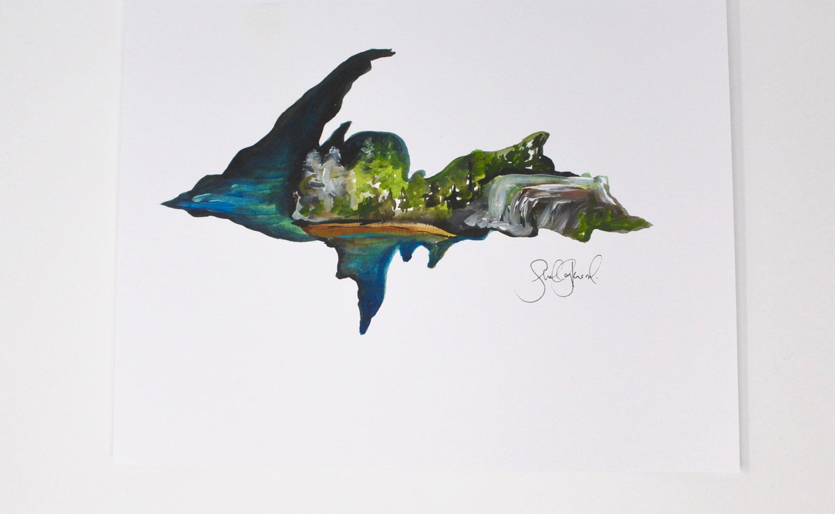Michigan U.P Art Print 11x14in, Upper Peninsula, Home Decor, Wall Art, Mitten Love