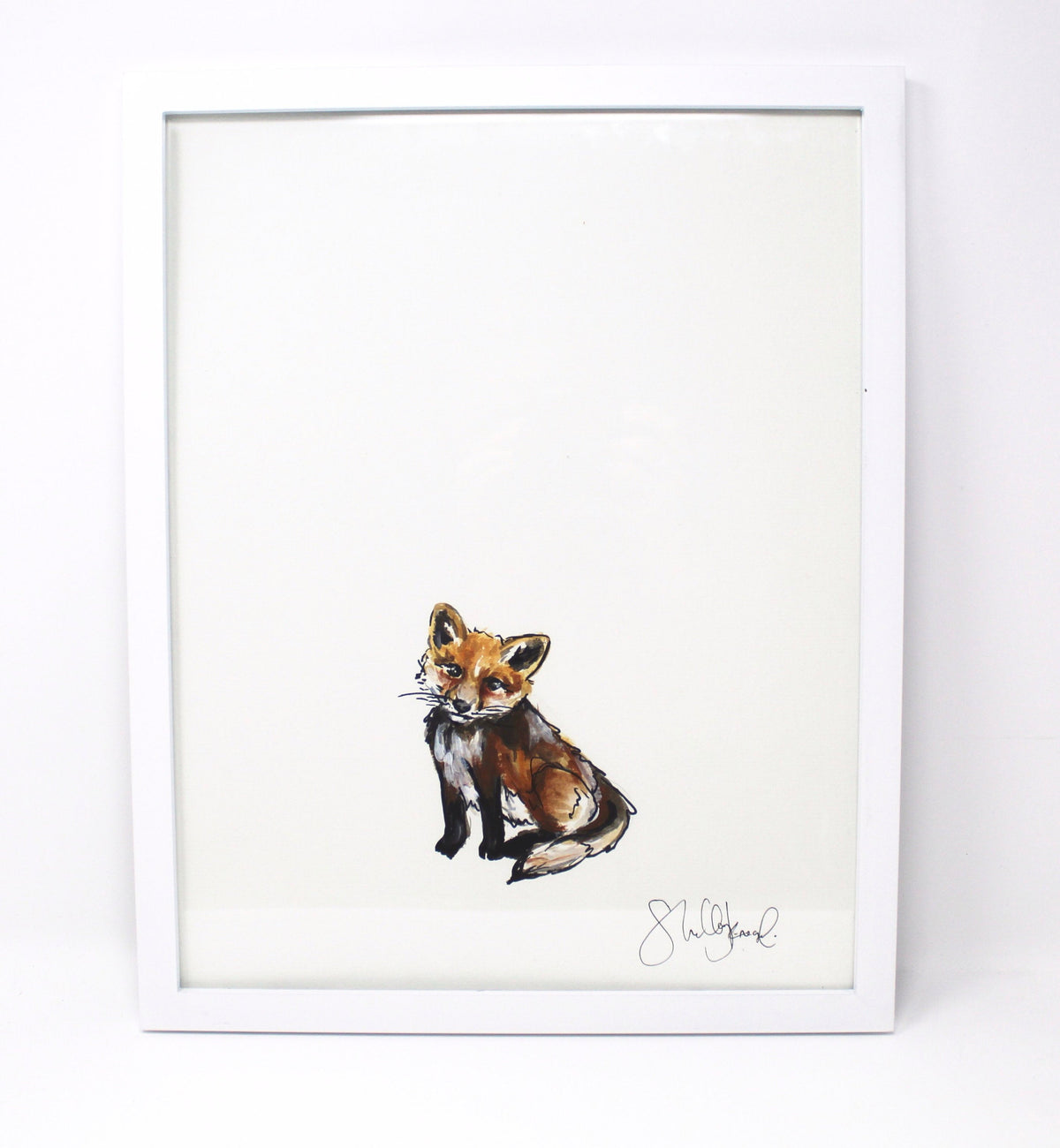 Baby Fox Art Print -11x14in, Simple Design, Animal Art, Nursery Wall Art, Baby Room Artwork