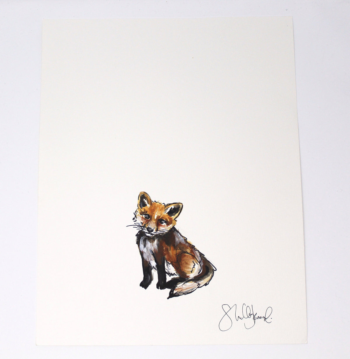 Baby Fox Art Print -11x14in, Simple Design, Animal Art, Nursery Wall Art, Baby Room Artwork