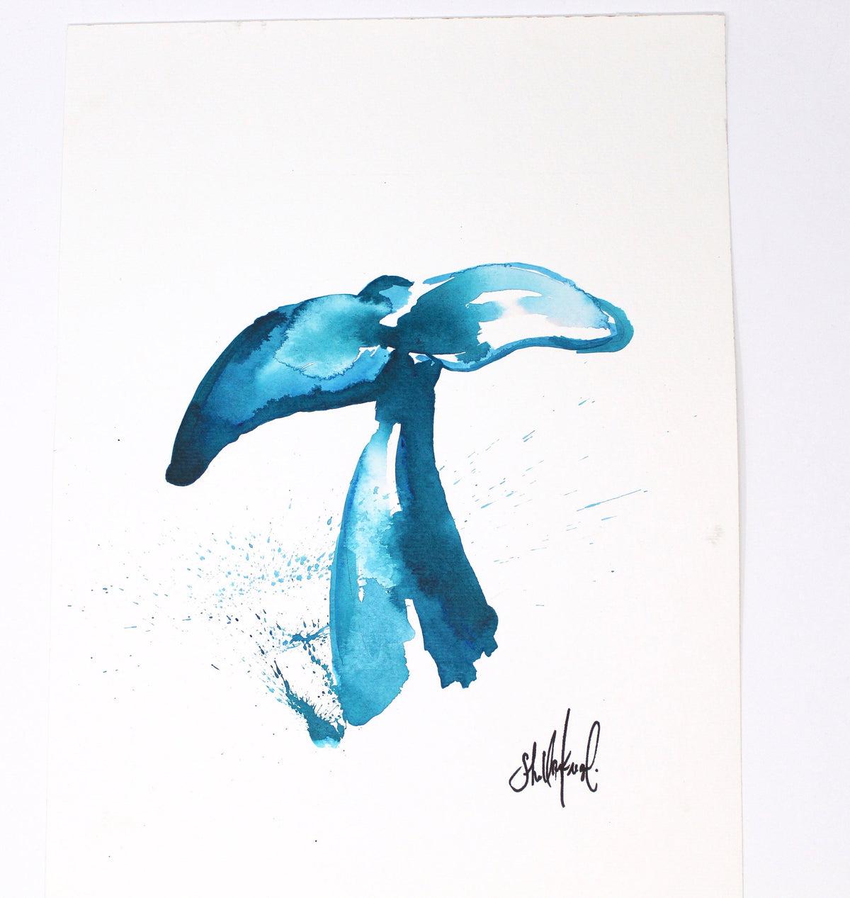 Whale Art Print- 11x14in, Coastal Art, Ocean Art, Whale Tail, Simple
