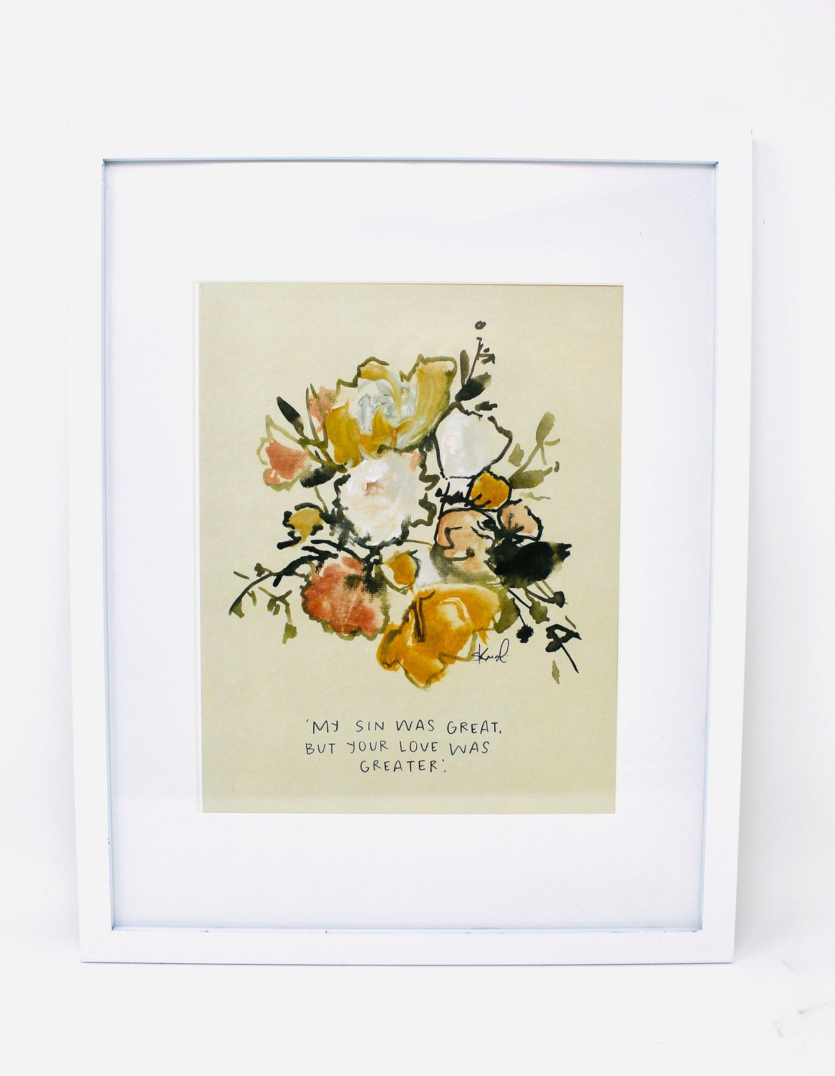 Small 8X10 Yellow Print my Sin Was Great Your love Was Greater